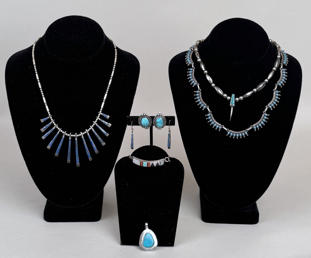 Seven Native American & Mexican Sterling Jewelry (1 of 14)