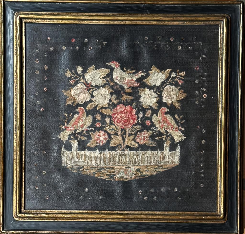 Rare Antique Floral/Bird Needlework On Horsehair (1 of 8)