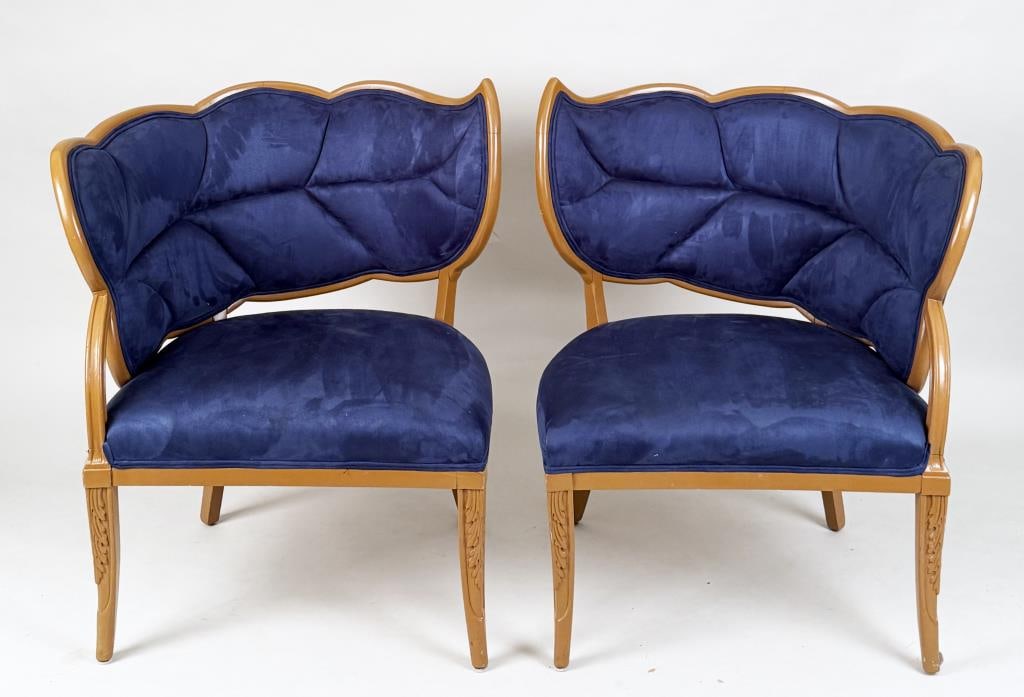 Pair Attr Maison Jensen Leaf Form Suede Chairs (1 of 10)