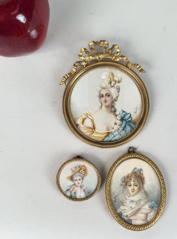 Three Continental Portrait Miniatures Of Ladies (1 of 5)