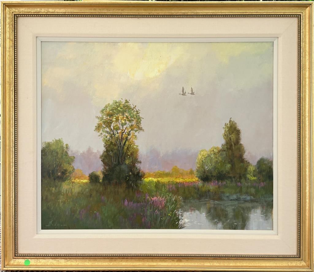H. Beckmann, Landscape Scene, Pond & Geese (1 of 4)