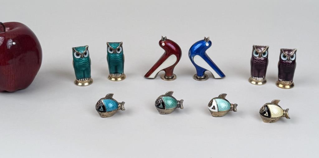 Ten David Andersen Sterling & Enamel Shakers (1 of 13)