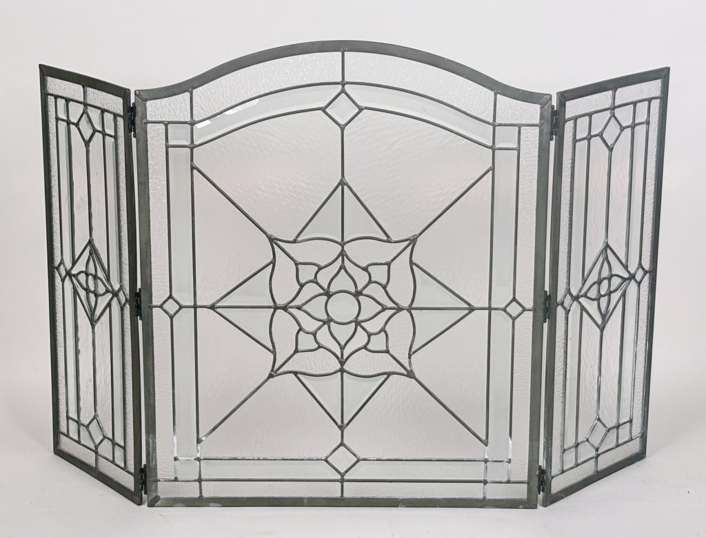 Leaded Glass Fireplace Folding Screen (1 of 6)
