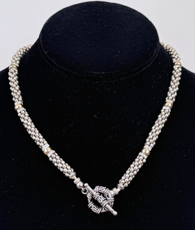 Lagos Caviar Style Toggle Sterling Necklace (1 of 4)