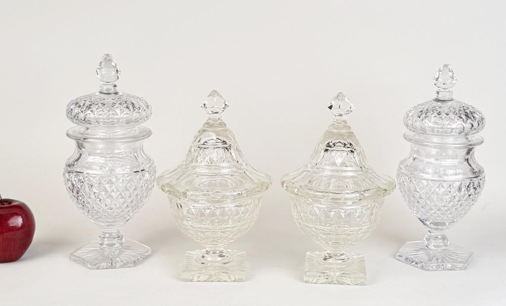 Two Pair Antique Cut Crystal Lidded Jars (1 of 10)