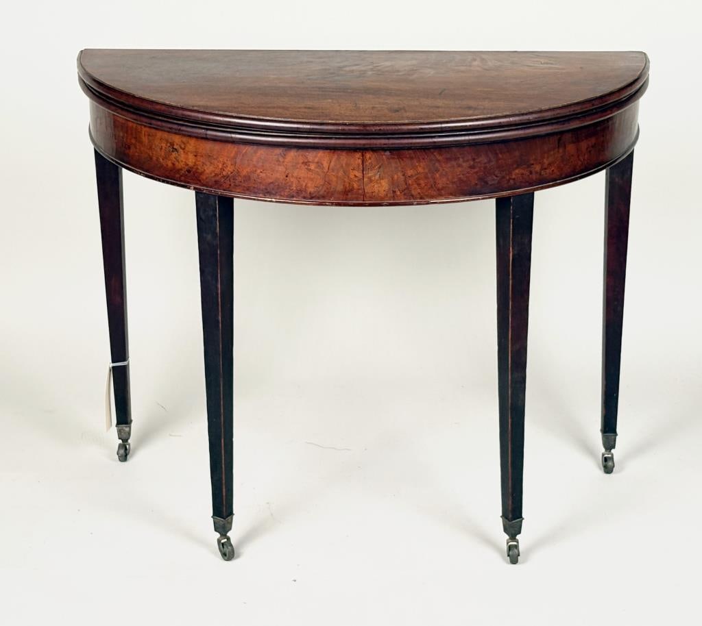 George III Figured Mahogany Demilune Game Table (1 of 12)