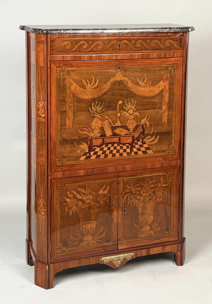 Continental Marquetry Inlaid Secretaire Abbatant (1 of 13)