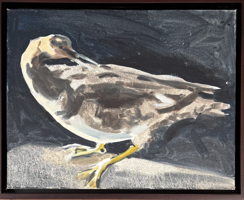 J. Richmond, O/B Bird: attributed to Jim Richmond (American, 20/21st C.); apparently unsigned. Frame size: 12 3/8" high, 15" wide.