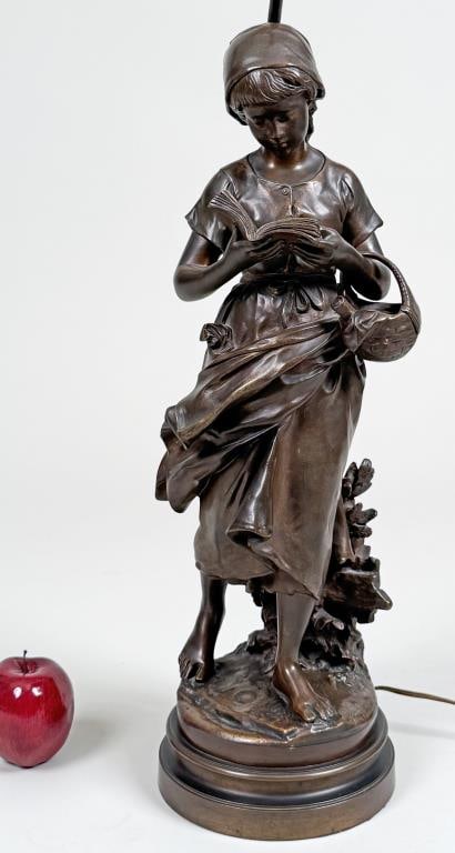 Moreau, Bronze Girl Statue, As Lamp (1 of 8)