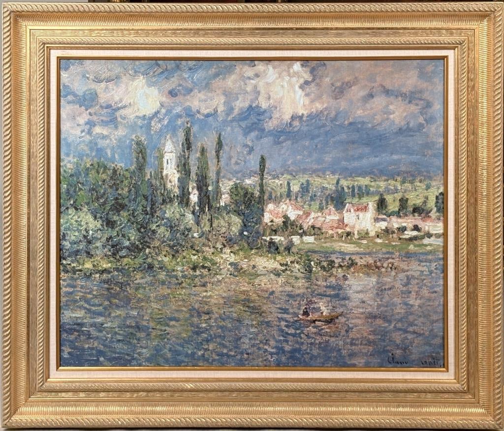 Atelier Brushstrokes Replica Monet "Thunderstorms": artist enhanced museum-quality reproduction of ?Thunderstorms? by Claude Monet (French, 1820-1946). The reproduction features heavy impasto embellishments/enhancements. Developed in Canada by Atelier 