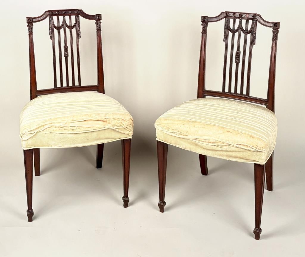 Pair George III Carved Mahogany Side Chairs (1 of 9)