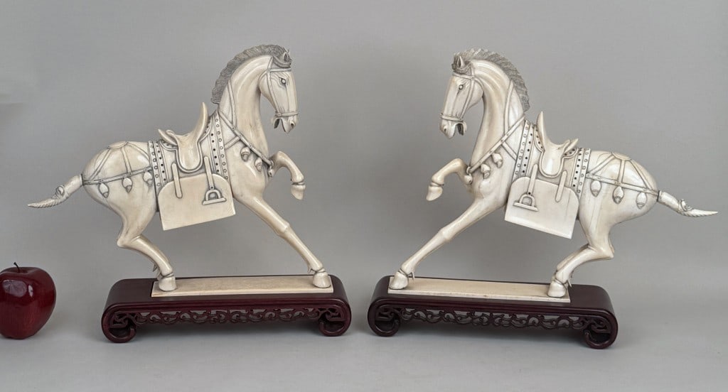 Pair Fine Chinese Carved Tang Style Horses (1 of 15)