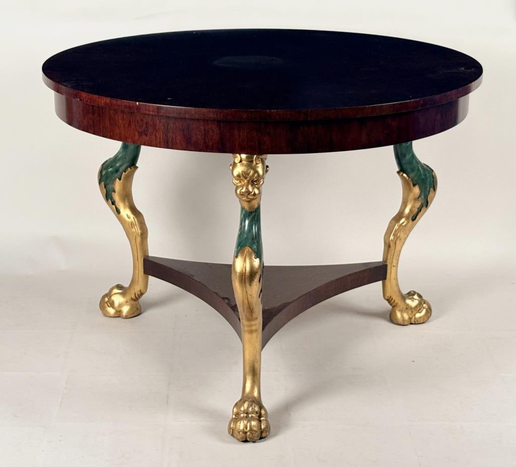 Painted & Gilt Griffin Mounted Round Center Table (1 of 11)