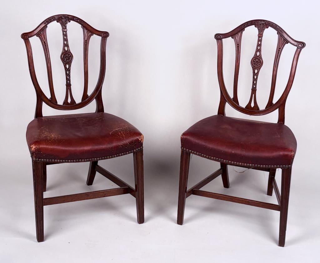 Pair George III Carved Mahogany Side Chairs (1 of 9)