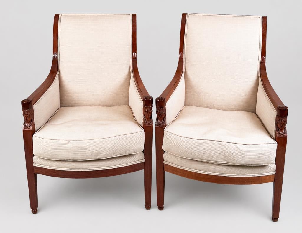 Pair Continental Upholstered Bergere Chairs (1 of 16)