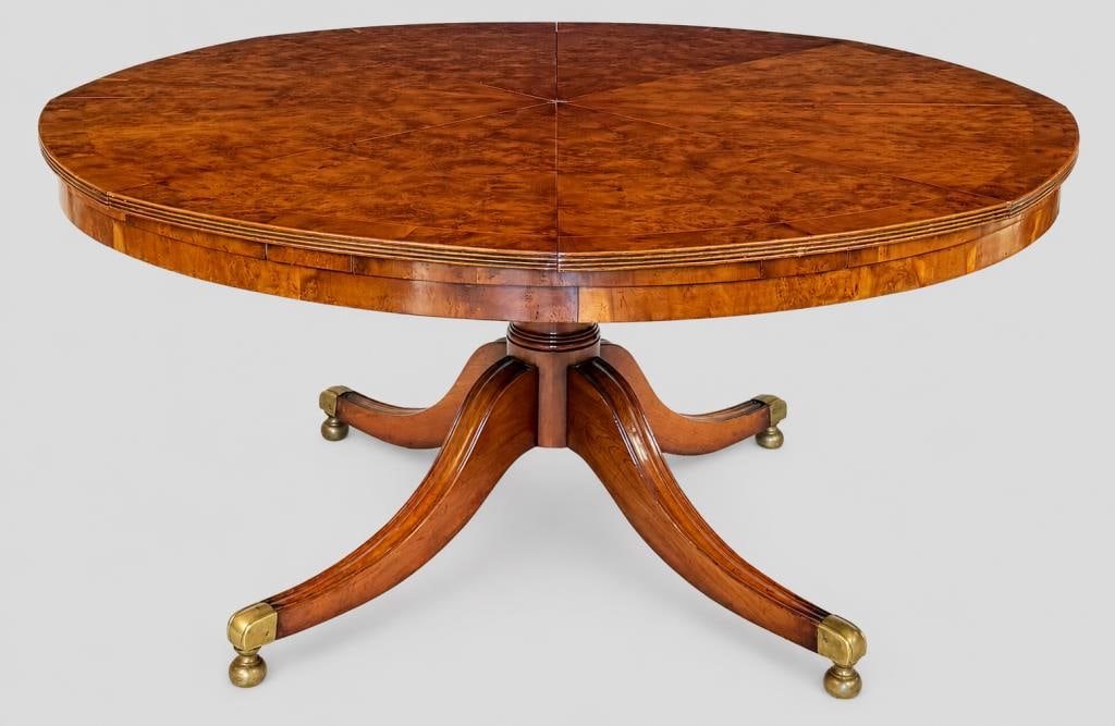 Regency Style Inlaid Yew Wood Radial Dining Table (1 of 19)