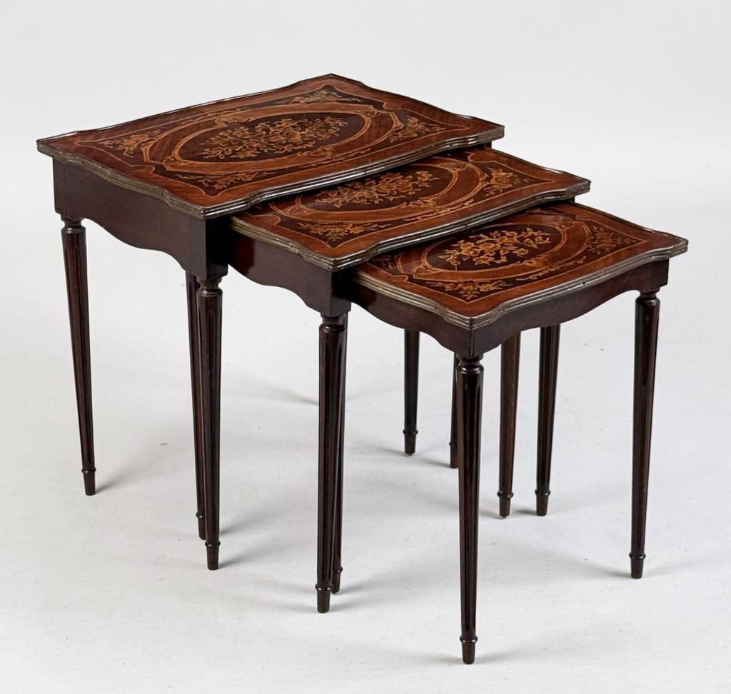 Three Nested Continental Marquetry Inlaid Tables (1 of 6)