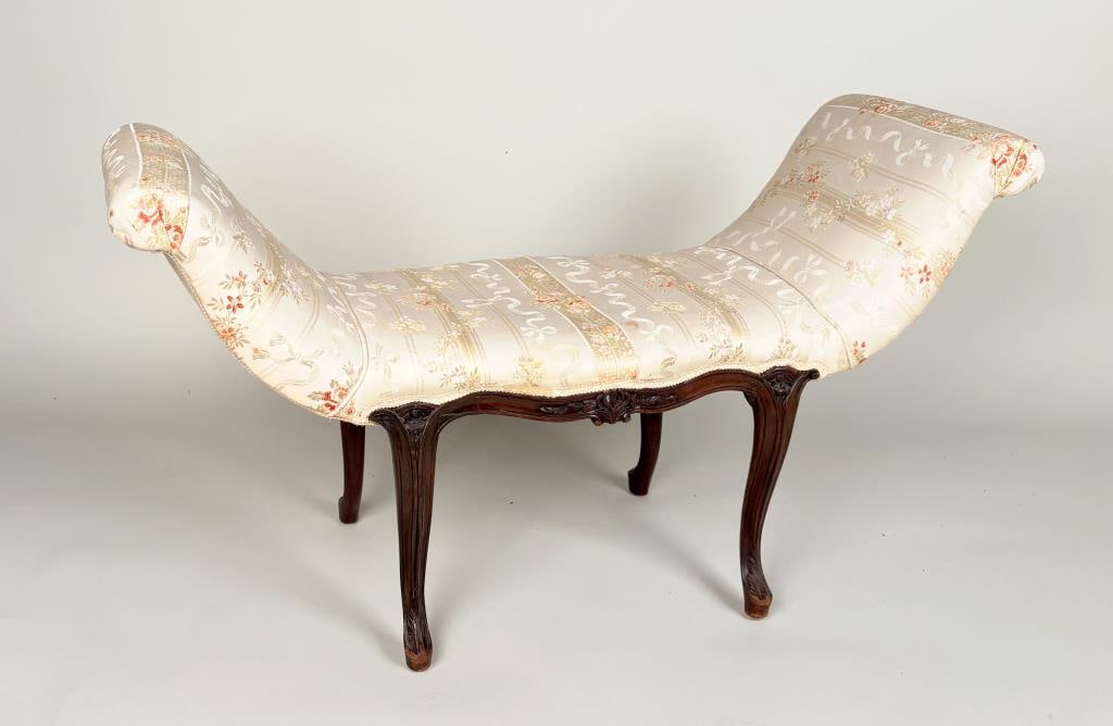 French Louis XVI Style Carved Walnut Window Bench (1 of 10)