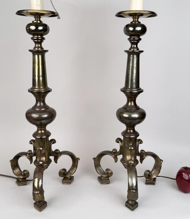 Pair Vintage Brass Columnar Lamps (1 of 3)