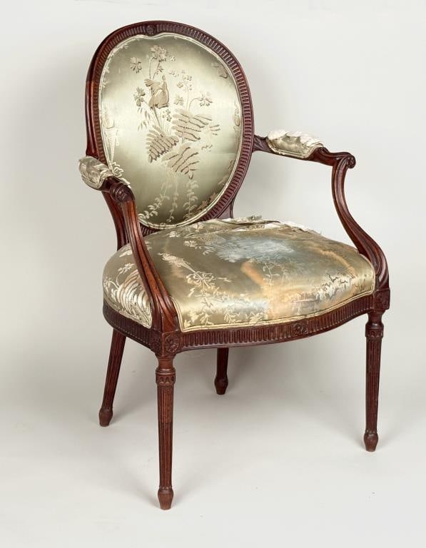 Fine George III Carved Mahogany Open Arm Chair (1 of 14)