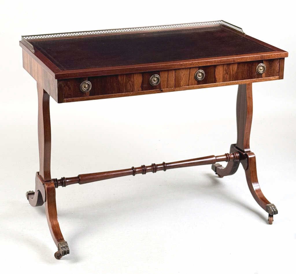 Regency Brass Galleried Ladies Writing Desk (1 of 12)