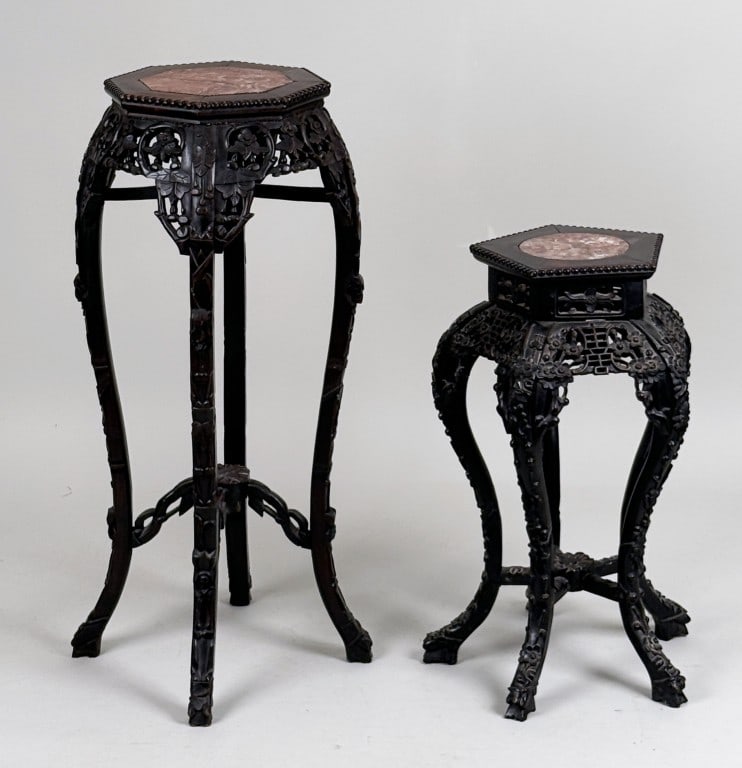 Two Chinese Carved Hardwood Stands (1 of 12)