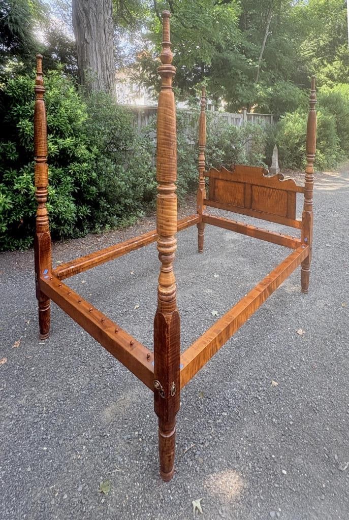 American Sheraton Tiger Maple Four Post Bed (1 of 13)