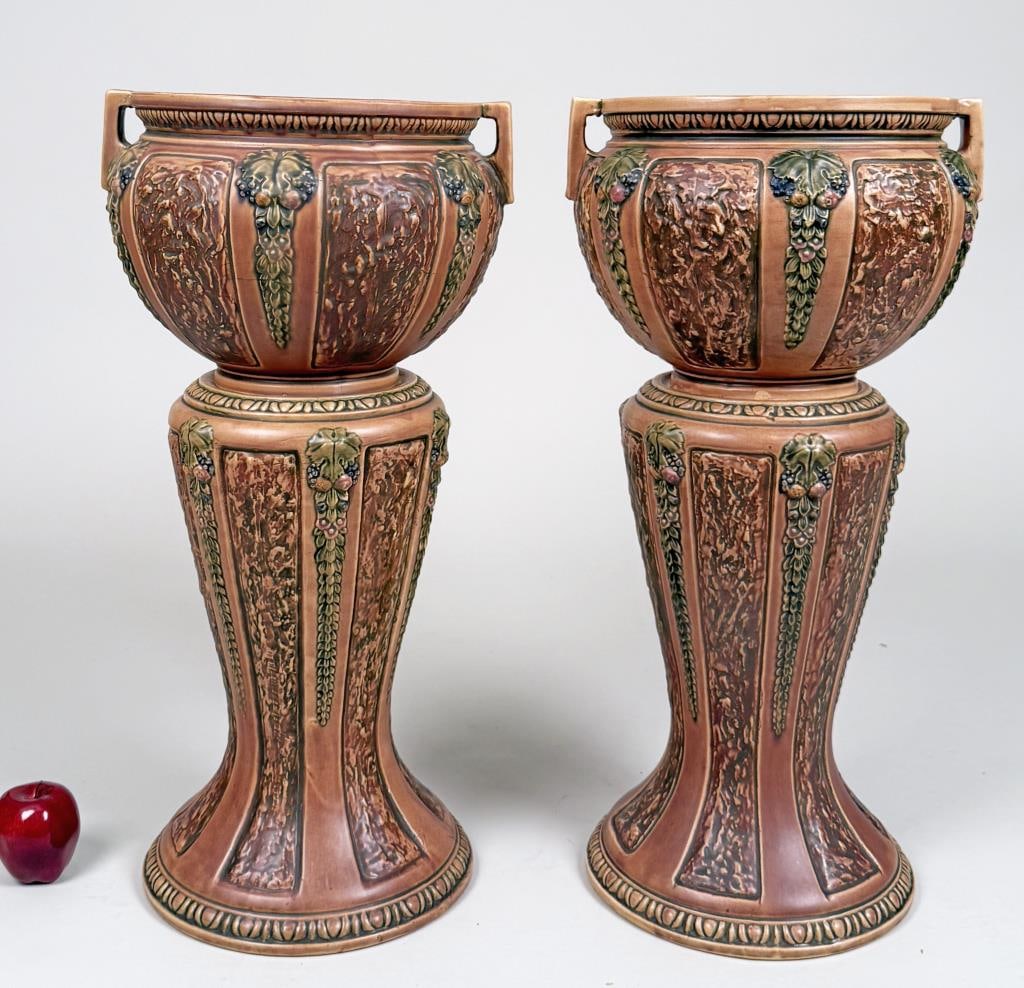 Pair Roseville Florentine Jardinieres on Stands (1 of 11)