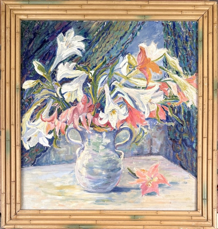 J. Oliver, Large Still Life Painting of Flowers (1 of 8)