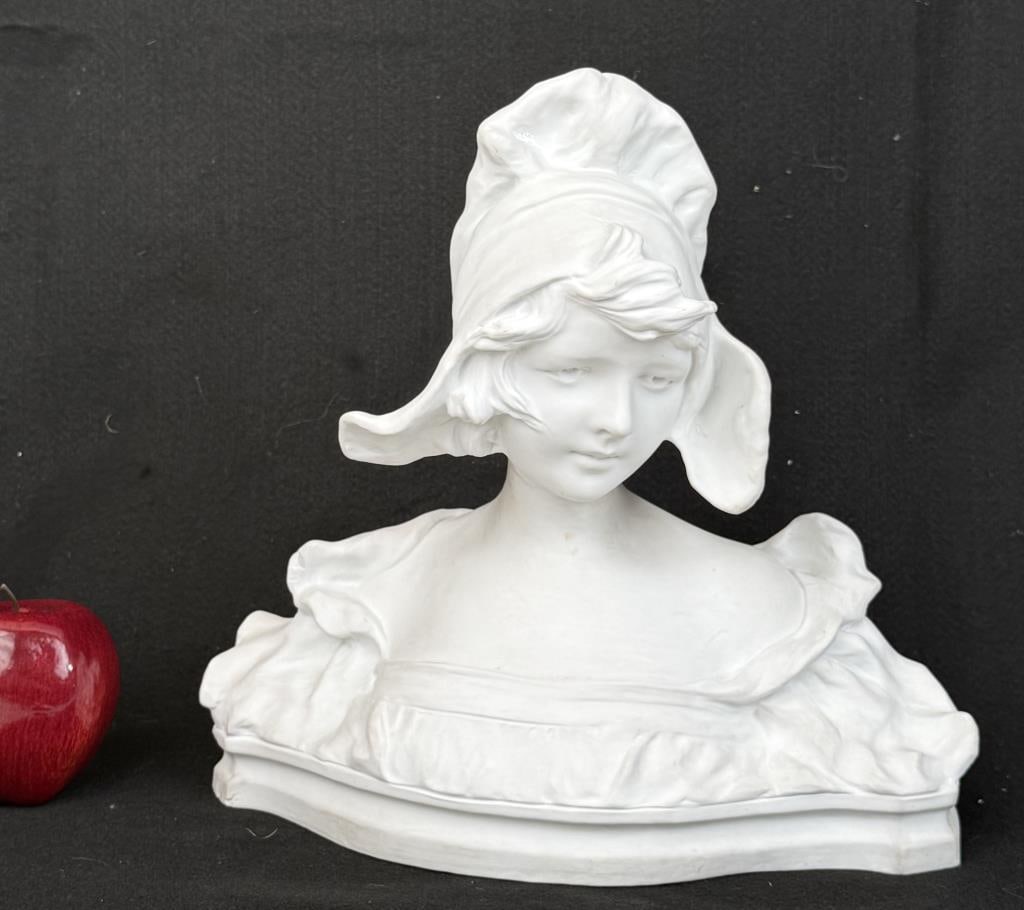 Morin, Parian Porcelain Bust of Maiden (1 of 11)