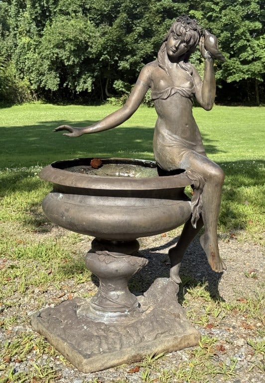 Bronze Woman & Conch Shell Fountain Element (1 of 8)