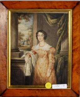 James Warren Childe, Watercolor on Paper: James Warren Childe, English, 1778 - 1862, "Woman in an Interior With Gazebo Beyond", watercolor on paper, signed lower left "J W Childe 38 Strand", framed, not examined out of frame. Sight: 8 7/8"