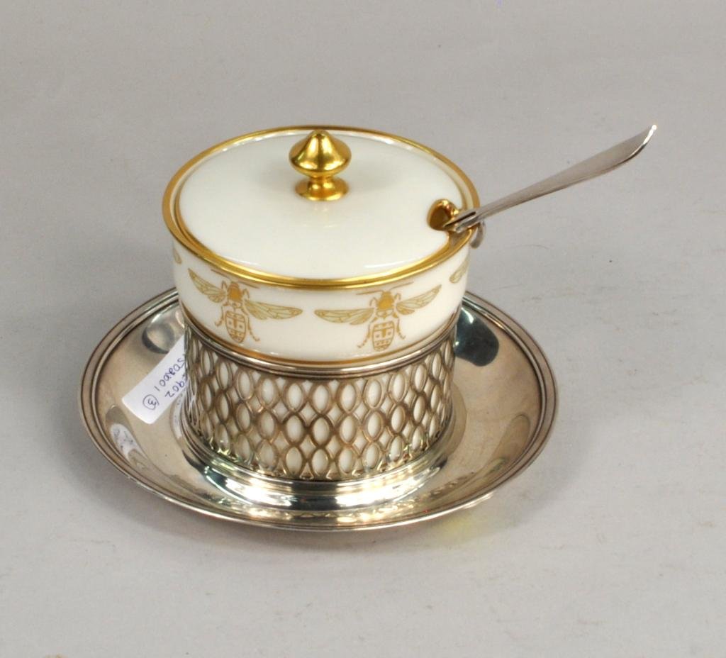 Tiffany & Co Honey Pot w/Sterling Silver Holder