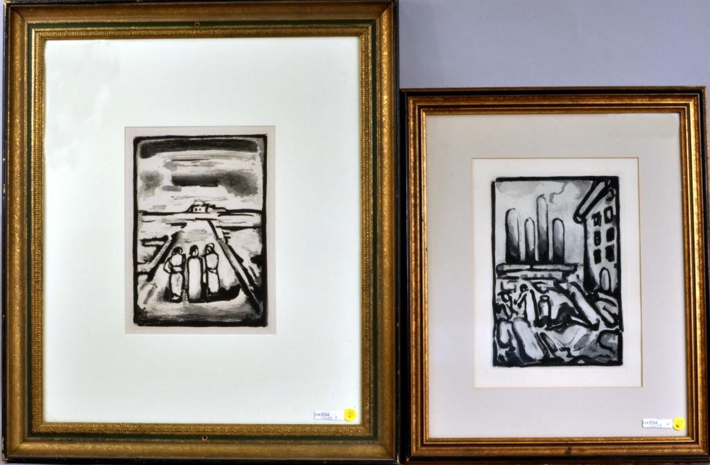 Georges Rouault, Two Aquatints: Georges Rouault (French 1871-1958) two aquatints from the series of 17 prints for "The Passion of Christ" commissioned by Ambroise Vollard and published in 1939, from an edition of 270 comprising: "Ch