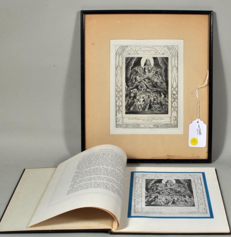 William Blake Engraving: William Blake, (English, 1757-1827), "Illustration for the Book of Job" plate #2, "When the Almighty was yet with me, when my children were about me", engraving, published March 8, 1825 by William Bla