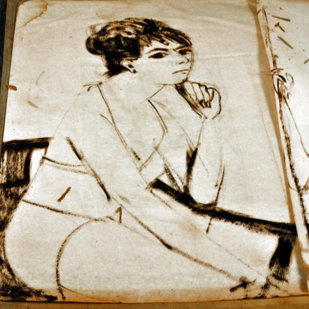 Eight Anne Goldthwaite Works on Paper: Anne Goldthwaite, (American, 1869-1944), eight works on paper comprising: cat, birds of Florida, etchings, both signed in pencil Anne Goldthwaite, and six ink and pastel drawings: Mary and Jesus, dock
