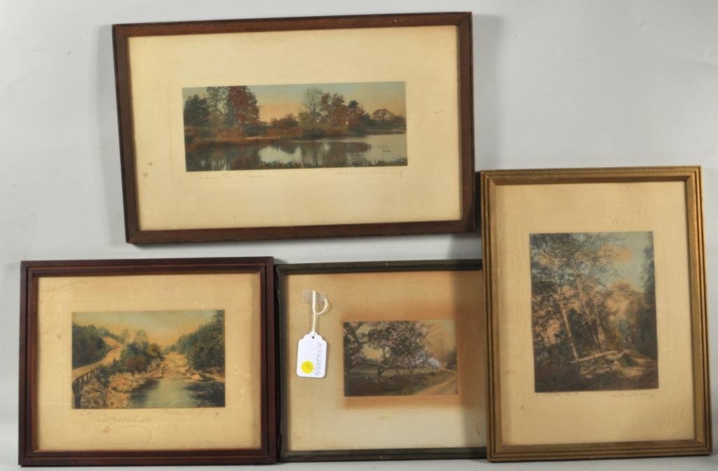 Group Four Wallace Nutting Prints: Four Wallace Nutting prints, 19th/20th C., comprising "Many Happy Returns", "A Little River", "a White Rail", and "Across the Charles". All titled, signed in ink "Wallace Nutting", framed, not examine