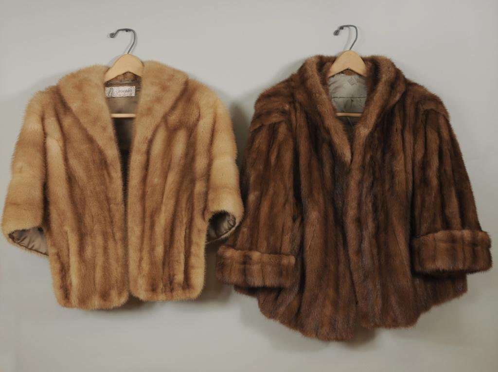 Mink Jacket and Capelet: A mink jacket and capelet, mid 20th century. Jacket 17" across shoulders, 22" long. Condition: normal wear.