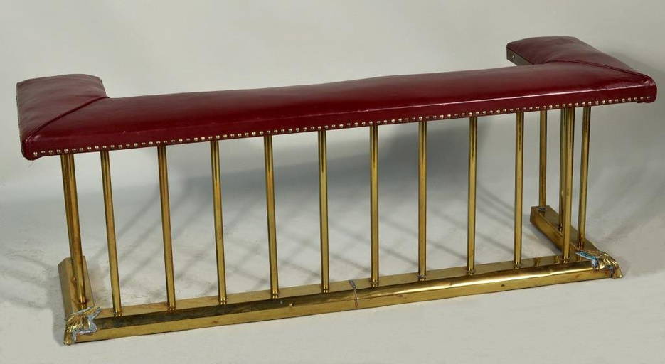 Brass and Leather Fireplace Fender/Bench Jun 08, 2014 Schwenke Auctioneers in CT
