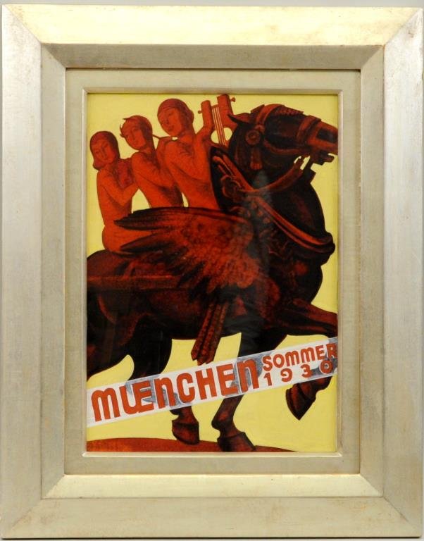 Franz P. Glass, "Muenchen Sommer 1930": Attributed to Franz P. Glass, German 1886-1964, "Muenchen Sommer 1930" ink, gouache on paper, unsigned, framed, not examined out of frame. Provenance: estate of the artist and by descent in the family