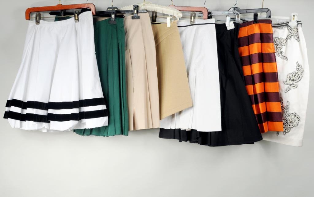 Eight Vintage Designer Ladies Skirts: Eight vintage designer ladies skirts including Prada, Yves Saint Laurent Rive Gauche, Dolce & Gabbana size 42, Escada size 36, Prada size 40 and 46, some possibly vintage.