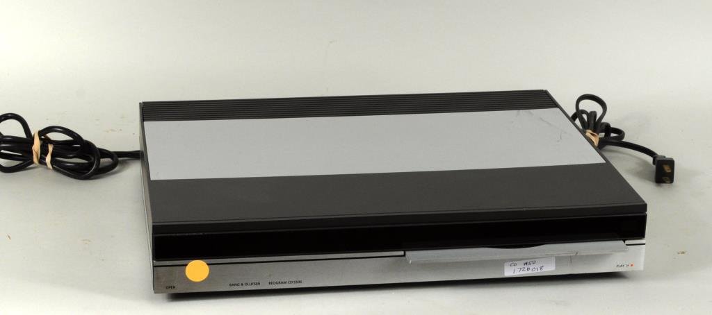 Bang & Olufsen Beogram 5500 CD Player: Bang and Olufsen Beogram 5500 CD player. 3" high, 16 1/2" wide. Condition: edge nicks, scuffs, scratches.