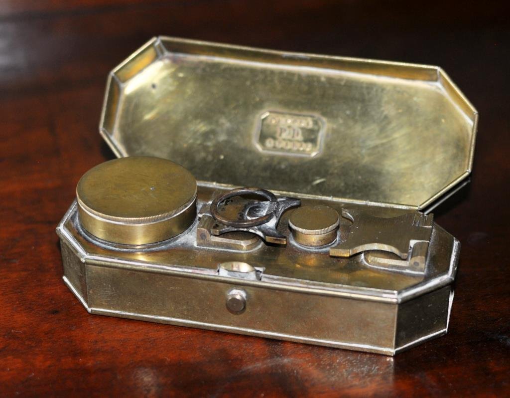 Rare Signed French Brass Sealing Wax Heater (1 of 2)