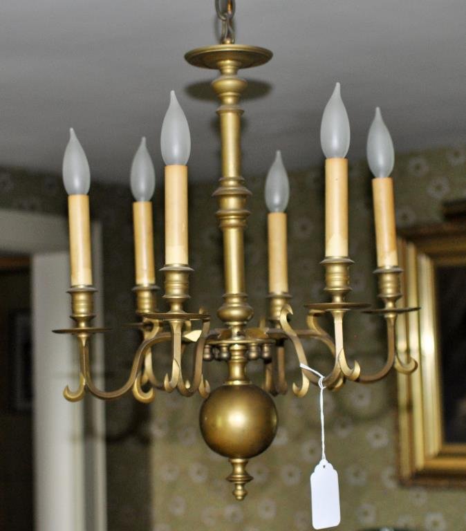 Dutch Style Brass Five Light Chandelier (1 of 1)
