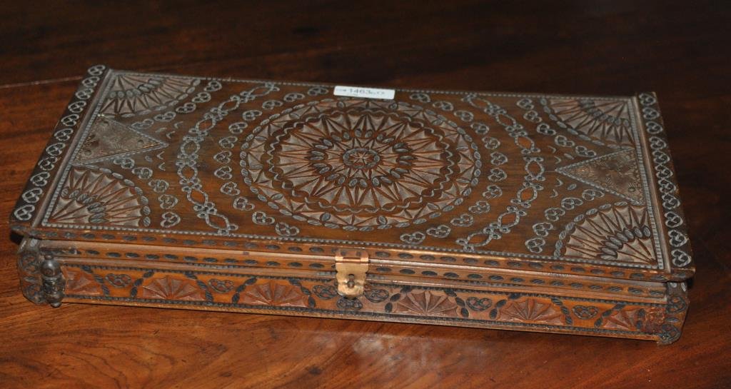 Near Eastern Carved Wood Boxed Chess Set (1 of 5)