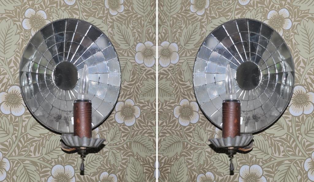 Pair Mirror Back Tin Wall Sconces (1 of 3)