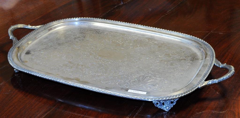 Nicely Detailed Sheffield Footed Serving Tray (1 of 1)