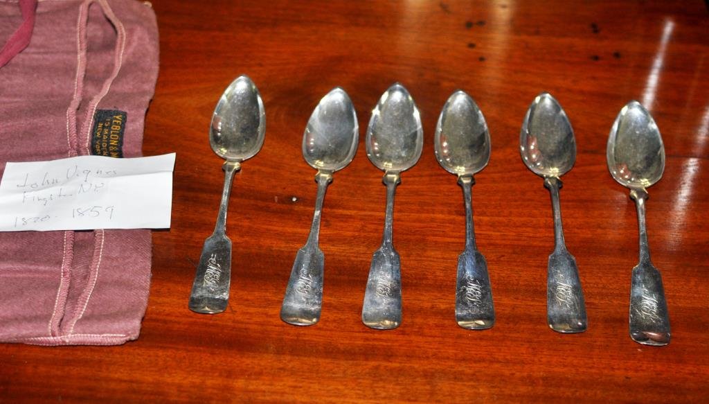 Six American Coin Silver Tea Spoons - John Vignes (1 of 2)