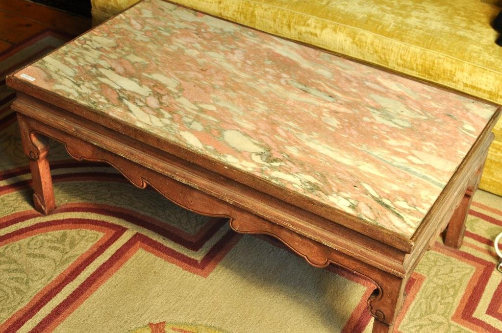 Asian Style Inset Marble Top Coffee Table (1 of 1)
