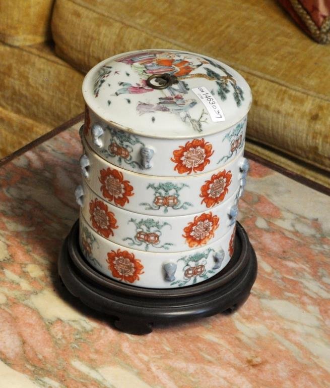 Chinese Porcelain Four Tiered Food Container (1 of 6)